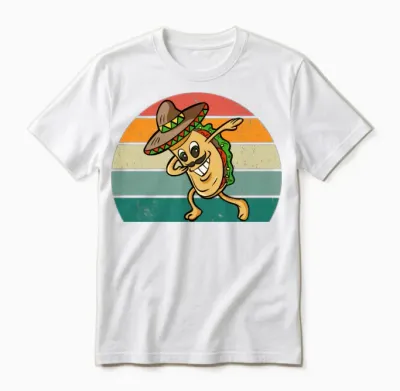 Mexican Taco Dub Retro Unisex T-Shirt - White
