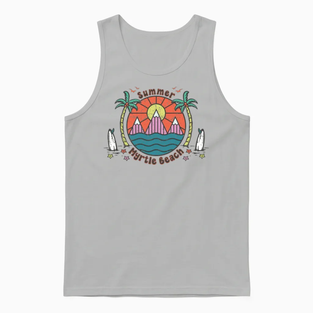 Retro Myrtle Beach - Summer & Unisex Tank Top in Ash