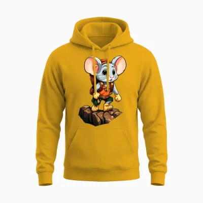 Mice Mountaineer / Hiking Mouse Unisex Hoodie - Gold