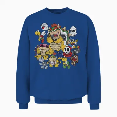 Nintendo Super Mario Bowser Enemy Group Shot Unisex Sweatshirt - Royal