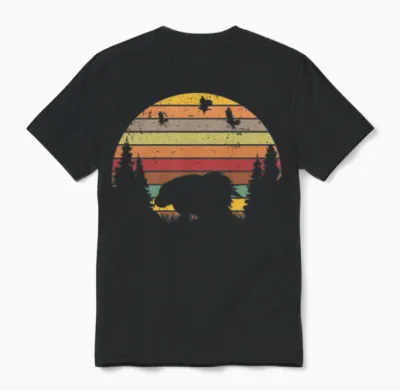 Porcupine Vintage Retro Unisex T-Shirt - Black