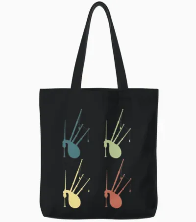 Bagpipes Retro 4 Tote Bags - Black