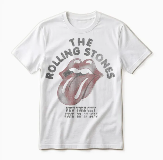 Official the Rolling Stones Nyc 75 White for Vintage Fans Unisex T-Shirt in White