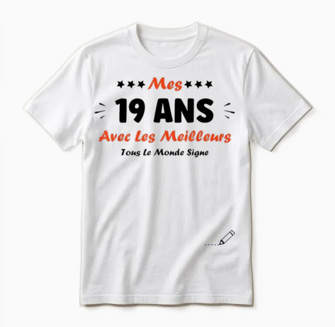 Signature 19 Years Birthday Humour 19 Years to Sign T-Shirt, White, S Unisex T-Shirt in White