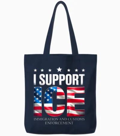 Support Ice Immigration Officers American Flag Border Patrol Tote Bags - Navy