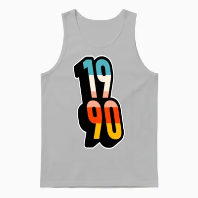 1990 Retro Stripes Unisex Tank Top - Ash