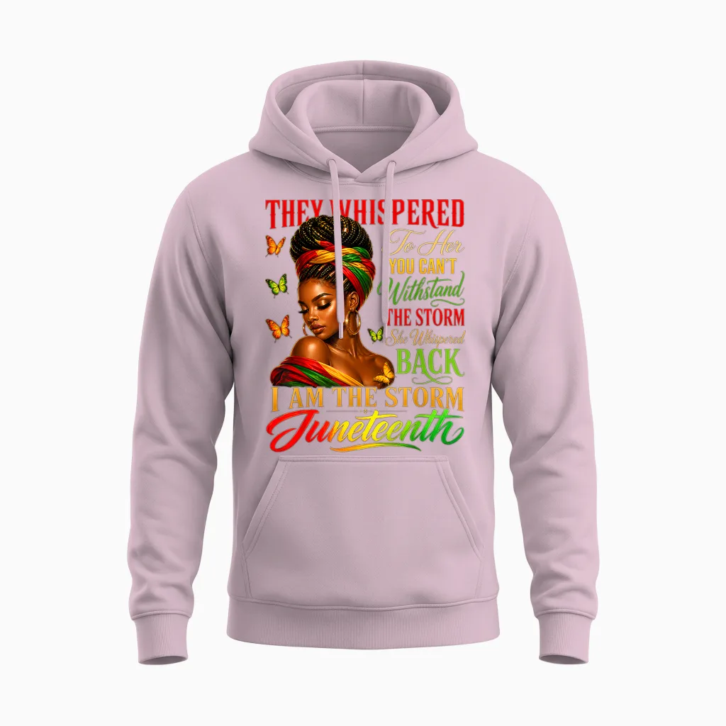 Juneteenth Shirts Women Girls Black African America Freedom Unisex Hoodie in Light Pink