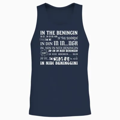 In the Beninging Meme Funny Quote Unisex Tank Top - Navy