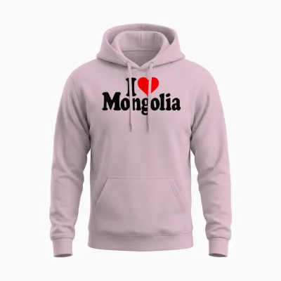 I Love Heart Mongolia Mongolia Culture Mongolienne Unisex Hoodie - Light Pink