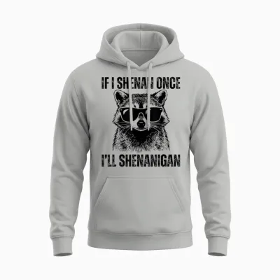 If I Shenan Once I'll Shenanigan Raccoon St Patricks Day Unisex Hoodie - Ash