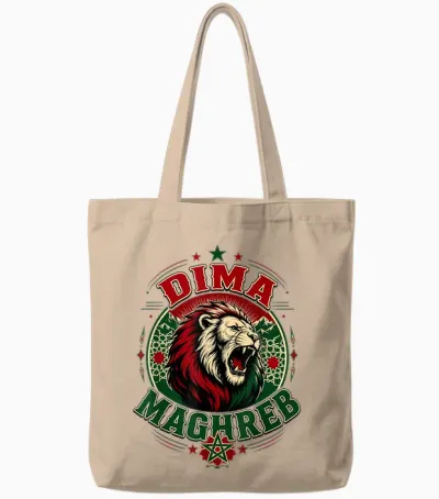 Maghreb Morocco Lion Graphic Patriotic Moroccan Tote Bags - Natural