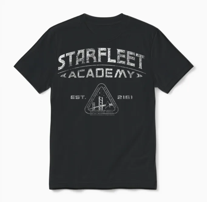 Star Trek Starfleet Academy 2161 Vintage Collegiate Unisex T-Shirt in Black