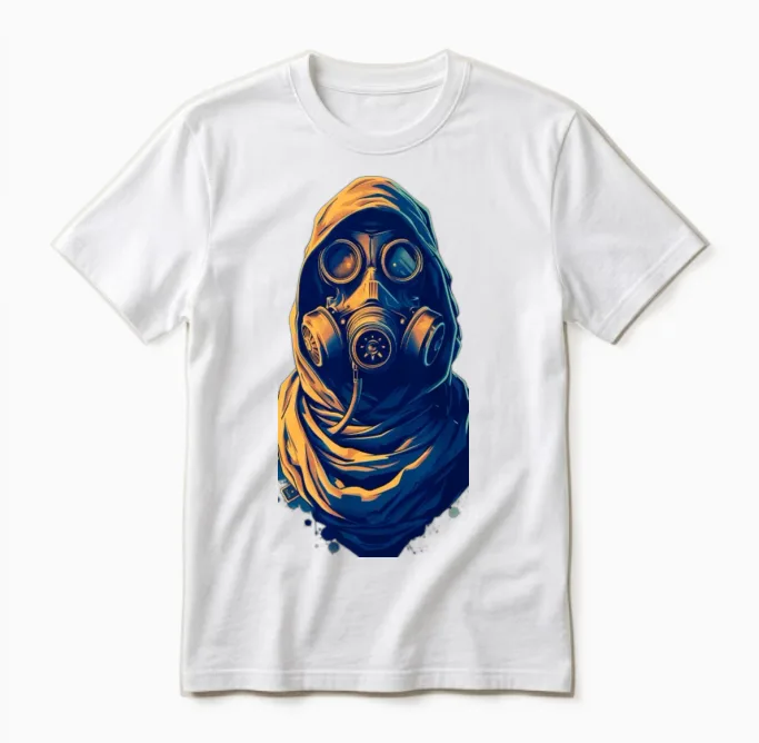 Urban Gas Mask Hooded Design Unisex T-Shirt in White