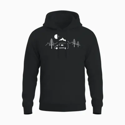 Travel with a Van in the Mountains Unisex Hoodie - Black