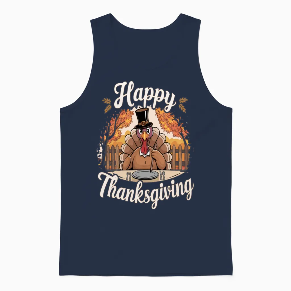 Happy Thanksgiving Unisex Tank Top - Navy