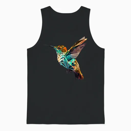 Geometrischer Kolibri Abstrakter Polygonaler Vogel Unisex Tank Top - Black