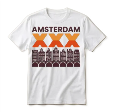 Amsterdam Triple X and Canal Houses Design Unisex T-Shirt - White