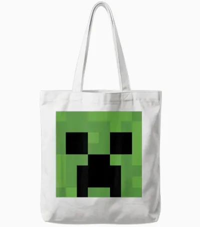 Minecraft Creeper Big Face Tote Bags - White