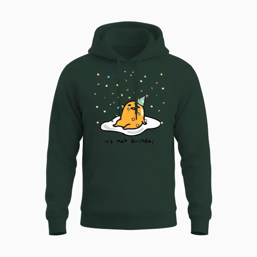 Gudetama the Lazy Egg It S Meh My Birthday Unisex Hoodie in Forest