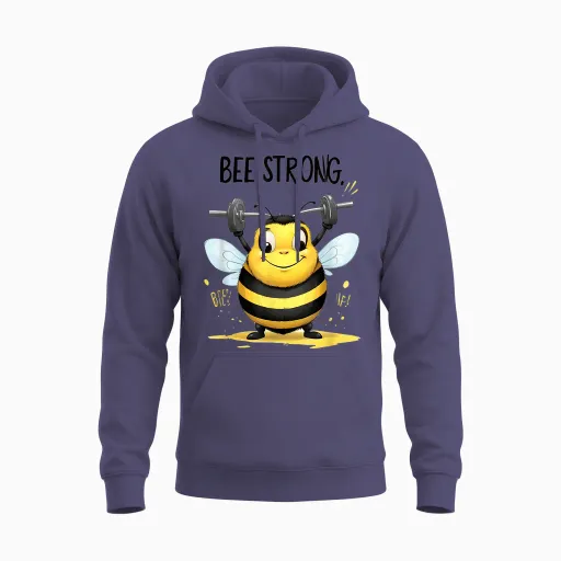Lustige Mollige Gelbe Biene: Be Strong Unisex Hoodie in Heather Sport Dark Navy