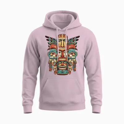 Motif Totem Indien Aztèque Du Sud-Ouest Amérindien Unisex Hoodie - Light Pink