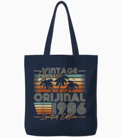Vintage 1986 Rétro Cadeau 40 Ans Anniversaire Hommes Femmes Tote Bags - Navy