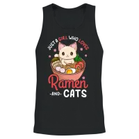 Ramen Cat Anime — Lovers Unisex Tank Top - Black – 2