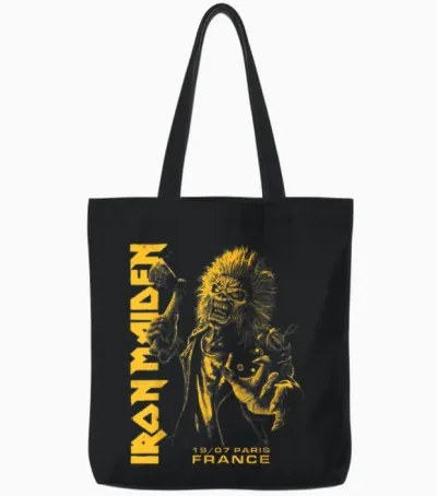 Iron Maiden Run for Your Lives Tour Paris Tote Bags - Black