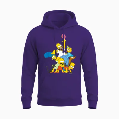 The Simpsons Family Donut Reach T-Shirt Small Unisex Hoodie - Purple