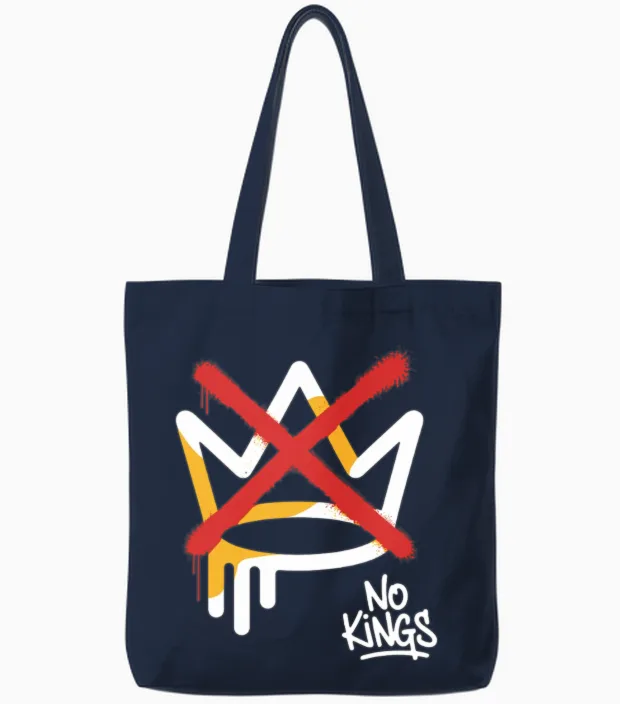 No Kings Crown Tote Bags in Navy