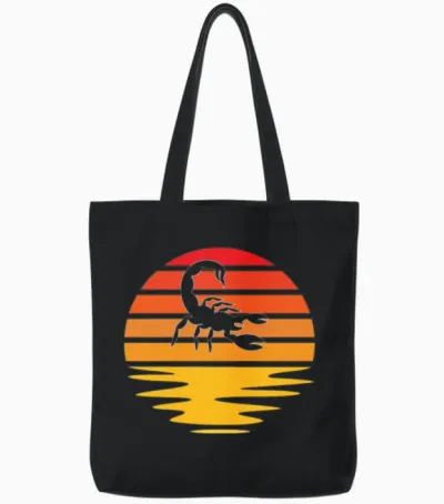 Scorpion Retro Tote Bags - Black