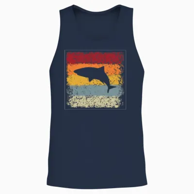 Shark Retro Unisex Tank Top - Navy