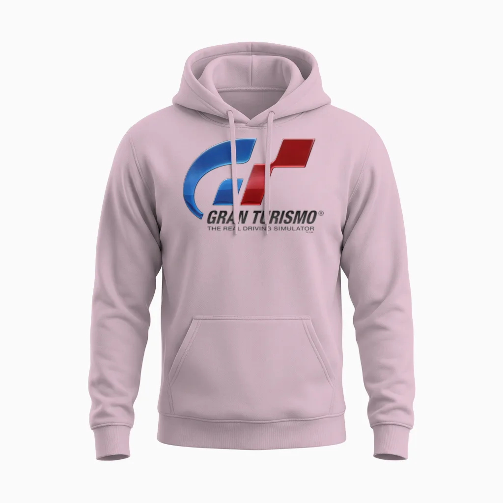 Playstation Gran Turismo the Real Driving Simulator Logo Unisex Hoodie in Light Pink