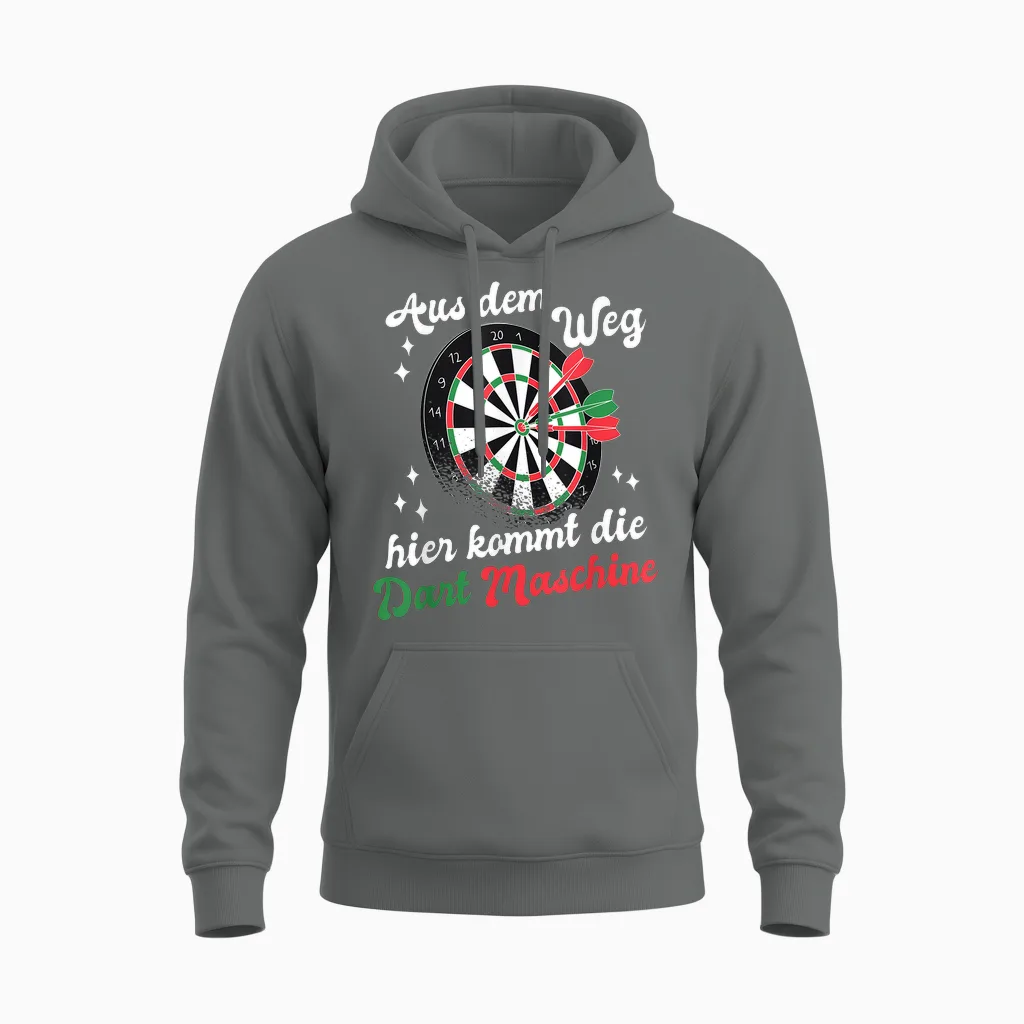 Aus Dem Weg Hier Kommt Dart Machine T-Shirt, Black, S Unisex Hoodie in Graphite Heather