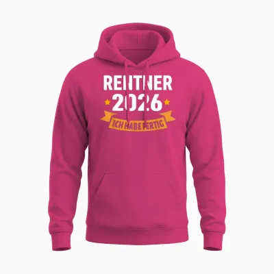 Rente 2026 T-Shirt with German Text "ich Habe Fertig Rentner" Unisex Hoodie - Heliconia