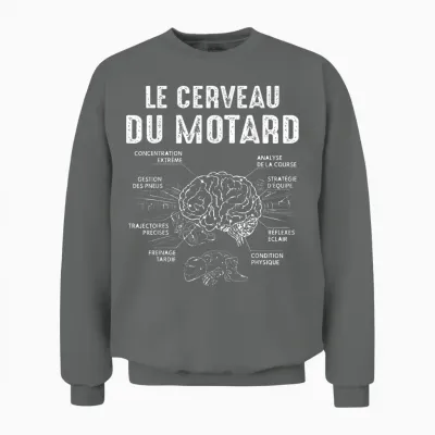Moto Courses Le Cerveau Du Motard Motos Garçon Homme Drôle Unisex Sweatshirt - Graphite Heather