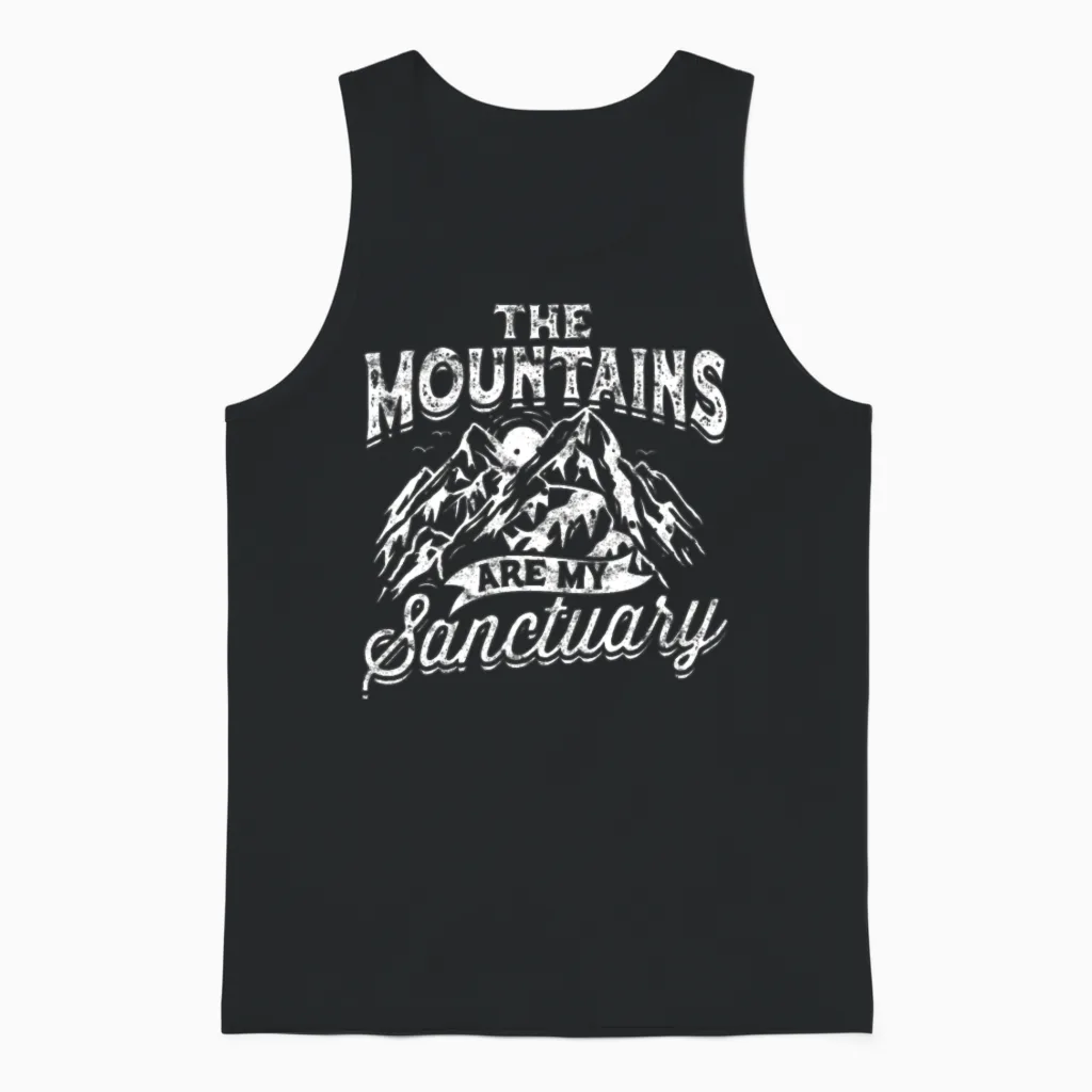 The Mountains Are My Sanctuary - Hiking Unisex Tank Top in Black