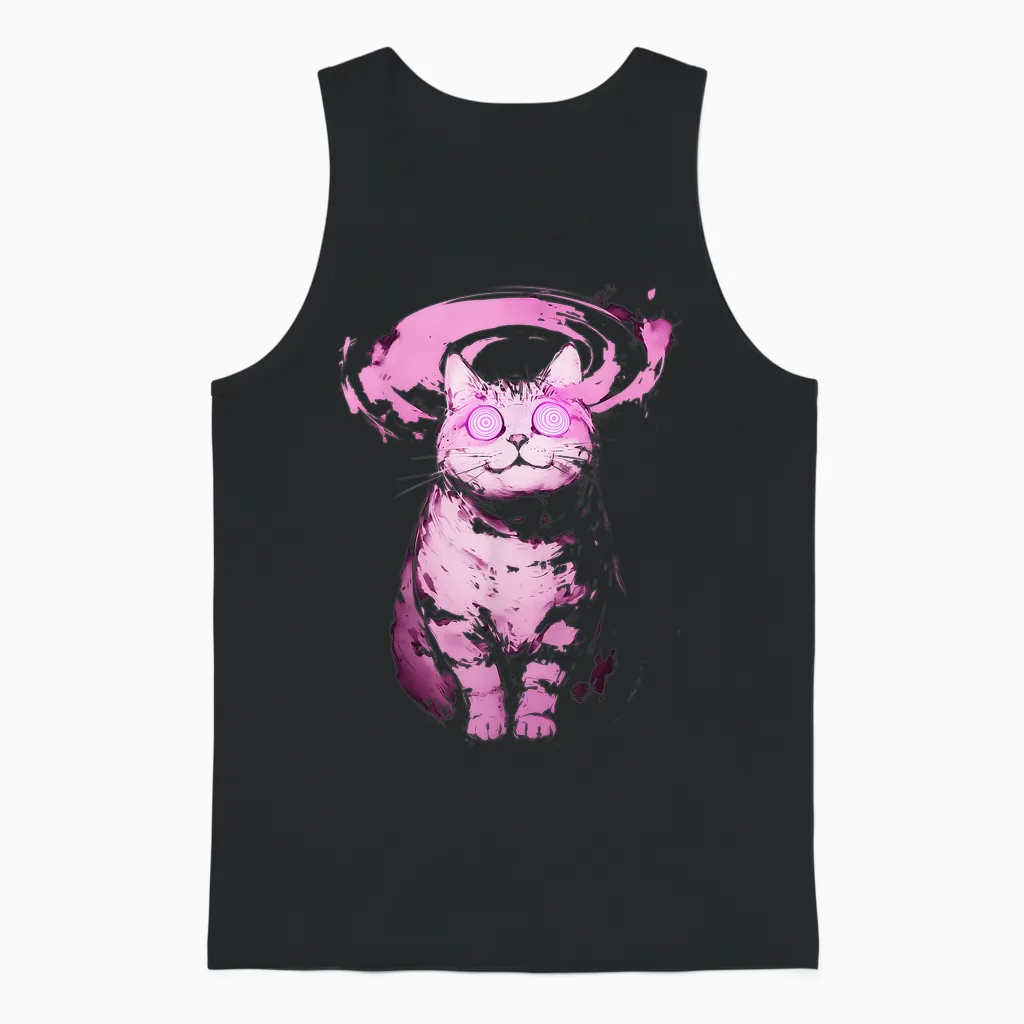 Trippy Katze | Pastel Goth Gothic Grunge Alt Punk Weirdcore Unisex Tank Top in Black