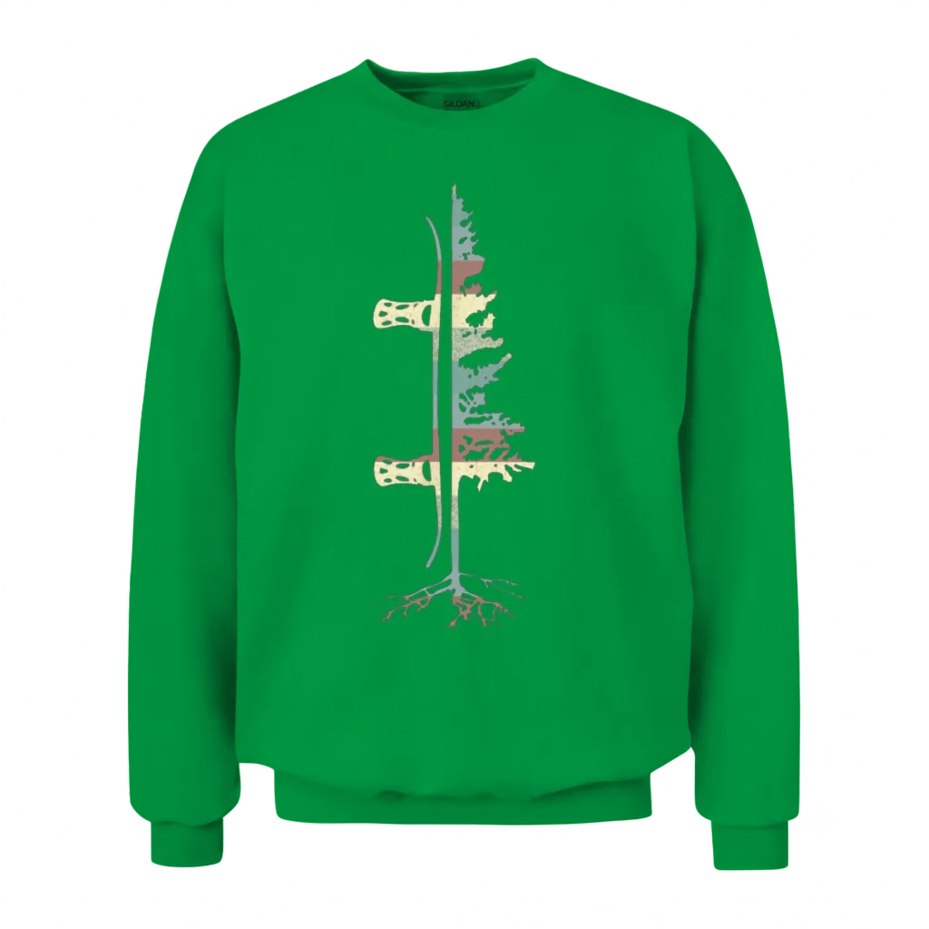 Vintage Pine Snowboard Snowboarding Gift Unisex Sweatshirt - Irish Green