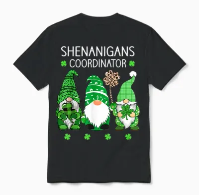 St Patricks Day Lucky Shamrock Shenanigans Gnomes Women Unisex T-Shirt - Black