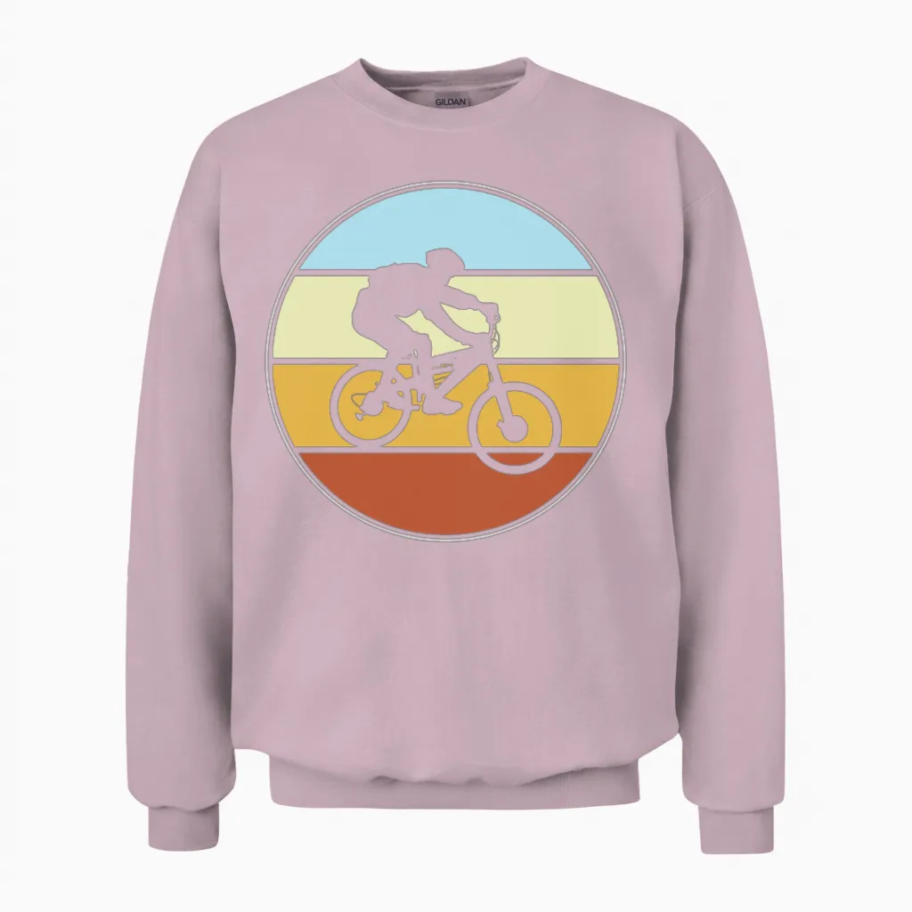 Mountainbike Retro Unisex Sweatshirt in Light Pink