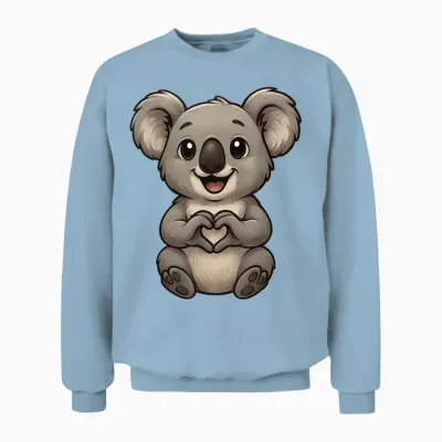 Koala with Heart | Cute Koala Bear with Heart Symbol Unisex Sweatshirt - Light Blue