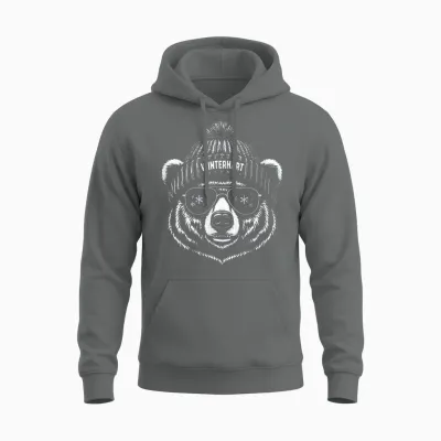 Hardy Bear with Hat Ski Snowboard Ski Party Winter Unisex Hoodie - Graphite Heather