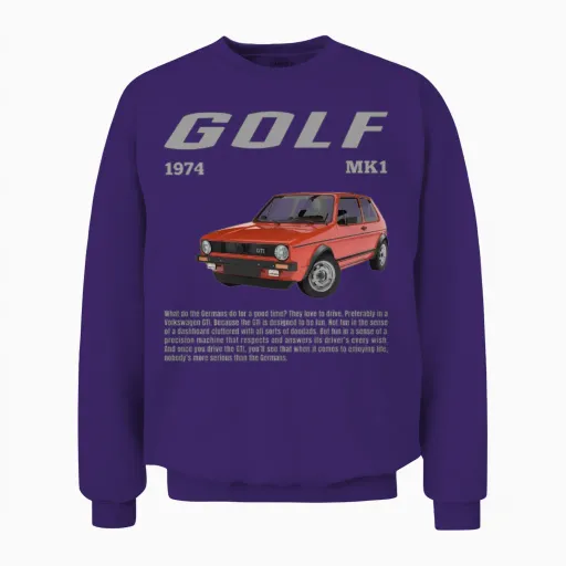 Volkswagen Red Vw Golf Gti M1 with Lettering Unisex Sweatshirt in Purple