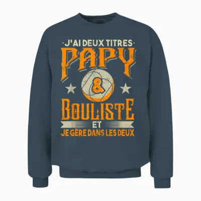 Grandpa Bouliste Petanque Man Gift Humour Boccia Petanque T-Shirt, Black, S Unisex Sweatshirt - Dark Heather