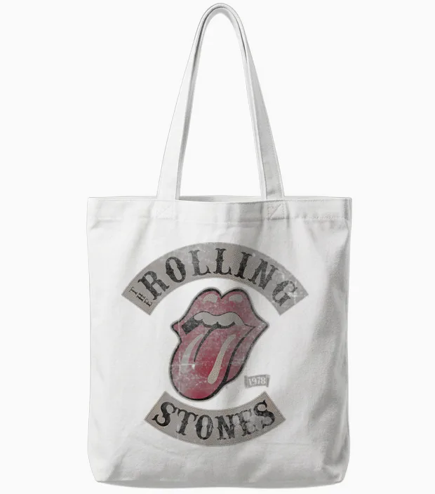 Official the Rolling Stones Tour 78 Rock Music Band Tote Bags in White