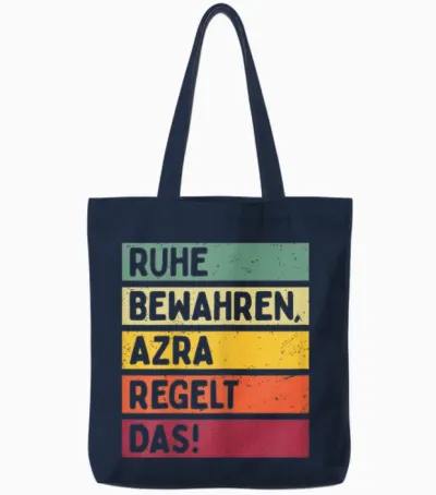 Ruhe Bewahren Azra Regelt Das Spruch in Retro Farben Tote Bags - Navy