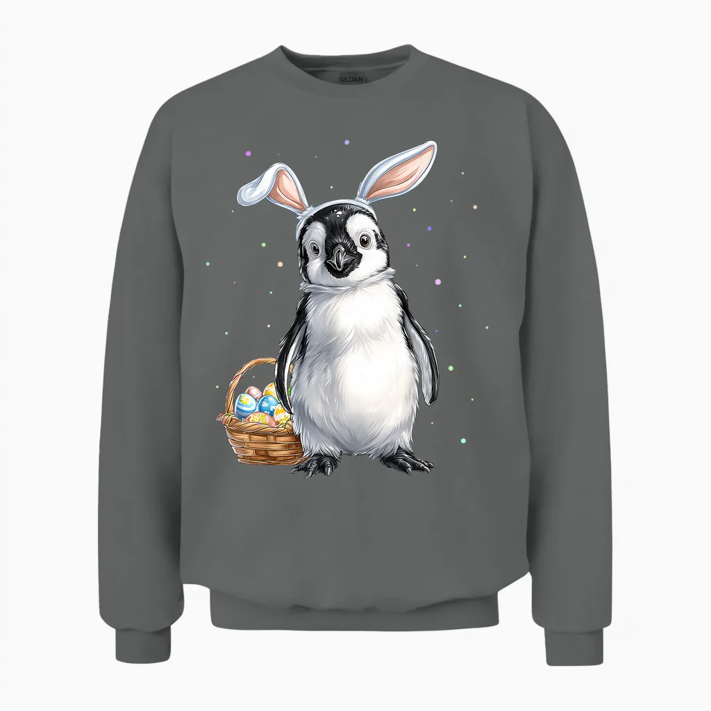 Pinguin Vogel Ostern Haseneier Hasenohren Niedlich Unisex Sweatshirt in Graphite Heather