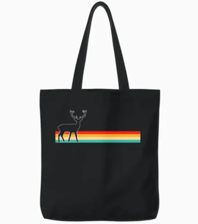 Deer Retro Tote Bags - Black