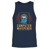 Retro Computer Whisperer Unisex Tank Top - Navy – 2